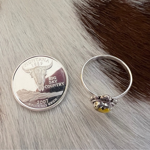 ❤️ Honey Dahlia Kingman Turquoise Heart Shape Ring 925 Navajo Southwestern Sz 8 - Picture 11 of 17